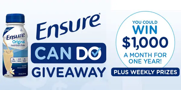 Ensure Can Do Giveaway: Win $1000 every month for a year