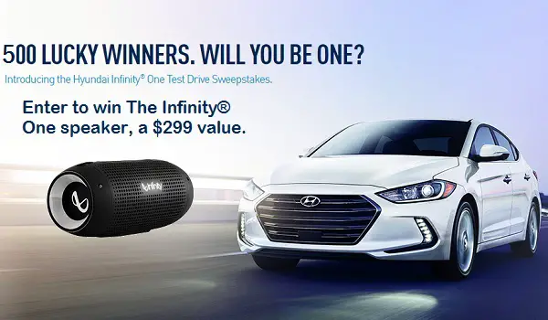 Test Drive a Hyundai And Win an Infinity One Speaker
