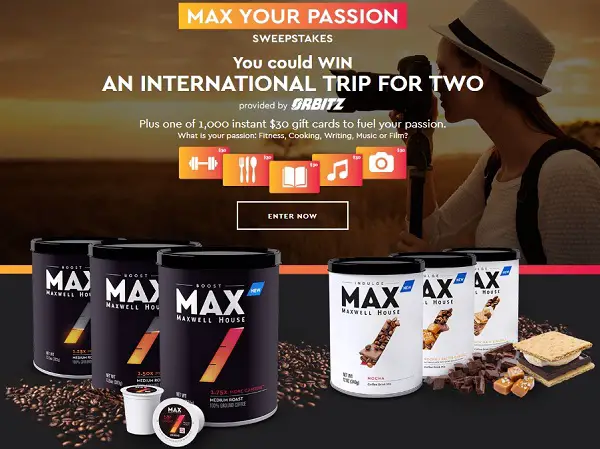 MAX your Passion Sweepstakes
