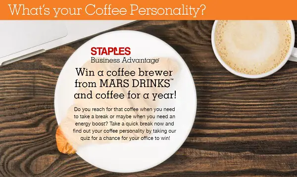 Staples Business Advantage Coffee Personality Sweepstakes