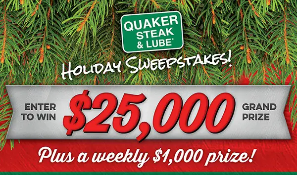 Quaker Steak & Lube $25,000 Holiday Sweepstakes