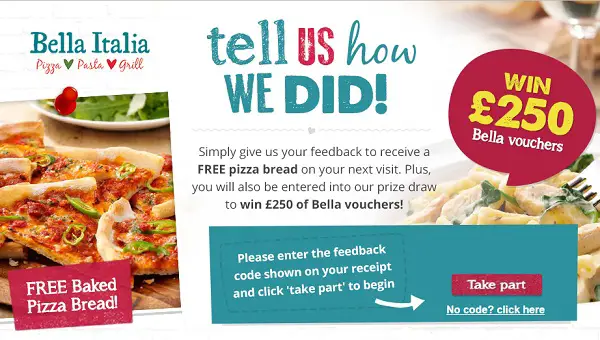 Bella Italia Survey: Win £250 vouchers