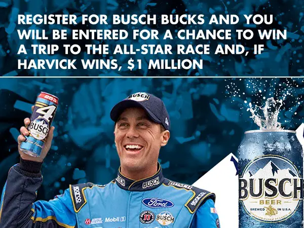 Busch Bucks All-Star Race Sweepstakes: Win $1 Million If Harvick Wins