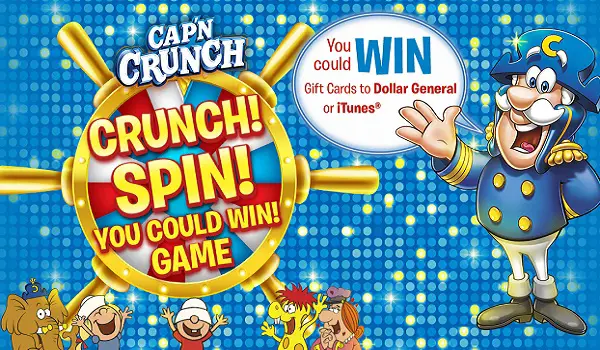 Quaker Cap’n Crunch Spin You Could Win Instant Win Game