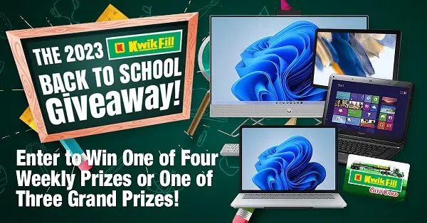 Kwik Fill Back to School Giveaway: Win Grand Prizes and Weekly Prizes (7 Winners)