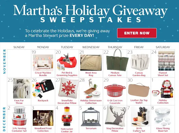 Martha Stewart Holiday Giveaway Sweepstakes 2018