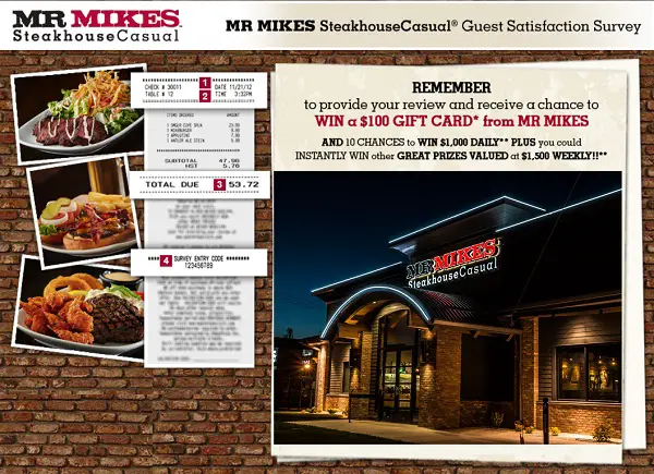 MR Mikes Survey: Win $1000 Daily and $1500 Weekly