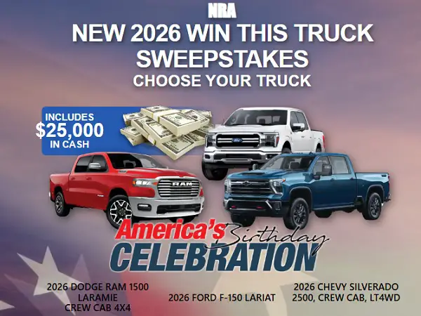 NRA Win This Truck Sweepstakes 2026: Win a Truck, Outdoor Adventure and $25000 Cash!