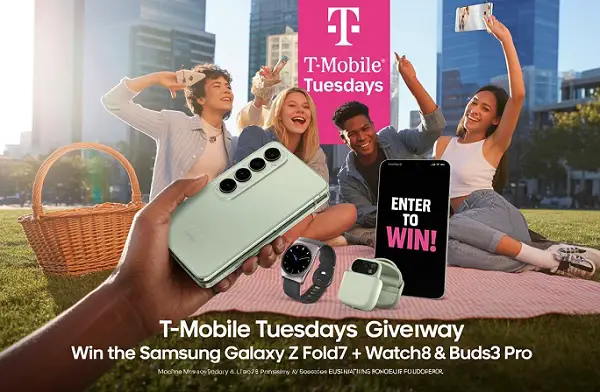 T-Mobile Tuesdays Giveaway – Win the Samsung Galaxy Z Fold7 + Watch8 & Buds3 Pro! (15 Winners)