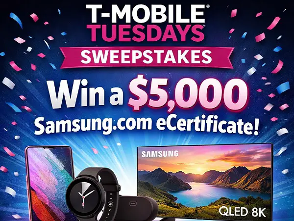 T-Mobile Tuesdays Sweepstakes: Win a $5,000 Samsung.com eCertificate!