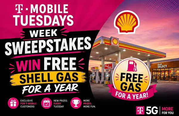 T-Mobile Tuesdays Week Sweepstakes – Win Free Shell Gas for a Year