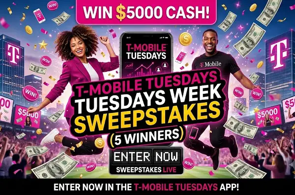 T-Mobile Tuesdays Week Sweepstakes – Win $5000 Cash! (5 Winners)