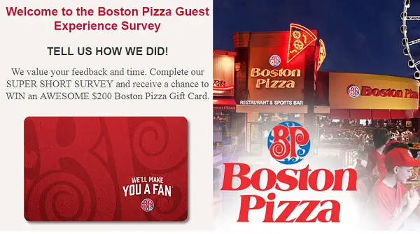 Tell Boston Pizza Feedback in Customer Survey
