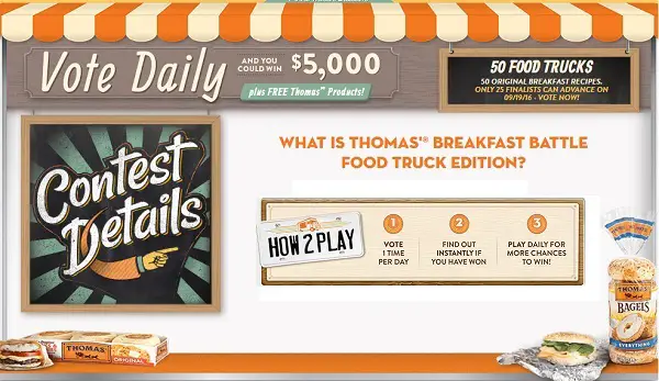 Thomas’ Breakfast Battle Food Truck Edition Voting Sweepstakes