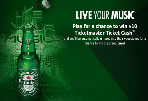 Heineken Live Your Music Sweepstakes & Instant Win Game