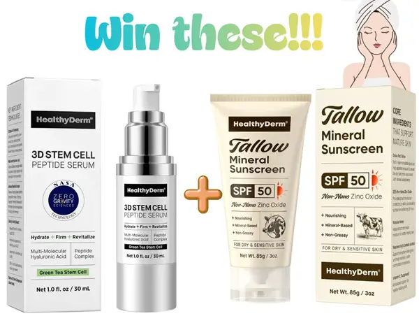 Win HealthyDerm 3D Stem Cell Peptide Serum And Tallow Sunscreen SPF 50 Giveaway