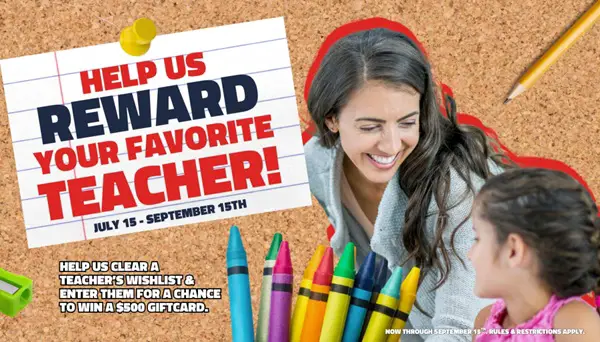 Win ZIPS Reward Your Favorite Teachers Sweepstakes
