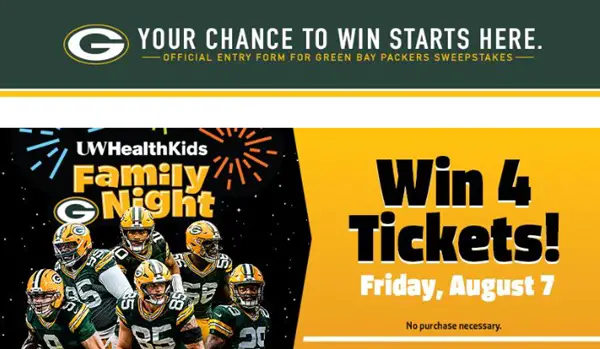 Win Green Bay Packers 2026 Family Night Sweepstakes