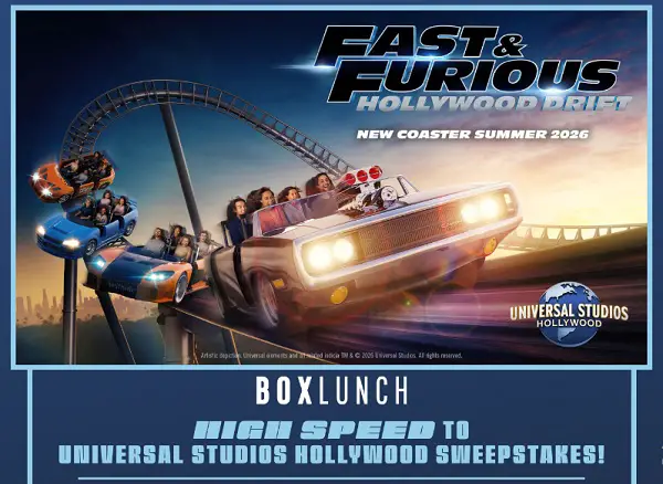 BoxLunch High Speed to Universal Studios Hollywood Sweepstakes: Win a $4,924 Trip for Four
