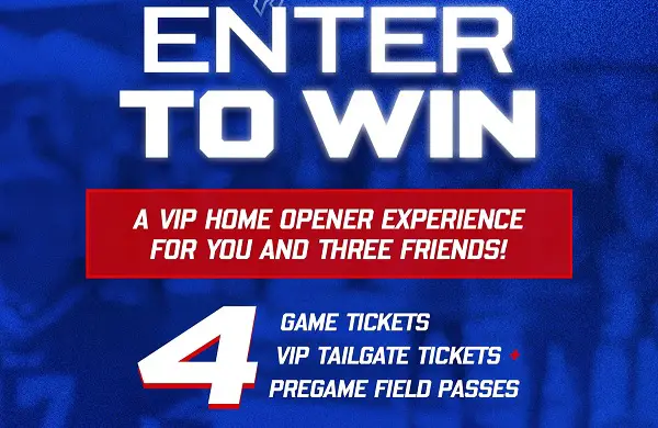 Home Opener VIP Tailgate Sweepstakes – Win Buffalo Bills Tickets, VIP Tailgate & Field Passes