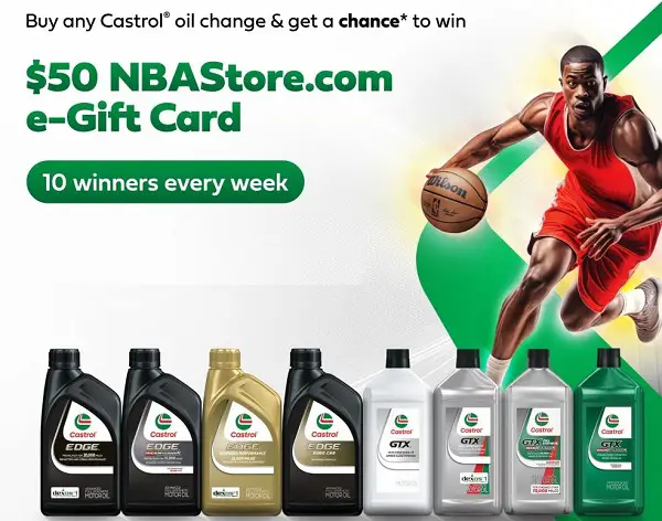 Castrol NBA Sweepstakes: Win a $50 NBAStore.com e-Gift Card! (130 Winners)