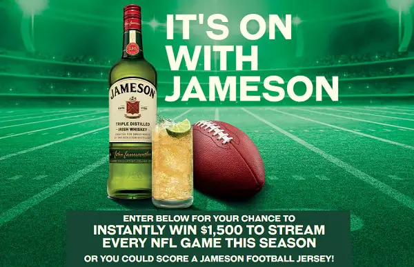 Jameson Irish Whiskey Fall Sports Sweepstakes: Win $1,500 for Streaming Services [105 Winners]