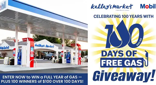 Kelley Williamson 100 Days of Fuel Sweepstakes – Win Free Gas for a Year