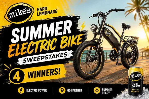 Mike’s Hard Lemonade Summer E-Bike Sweepstakes: Win a $2,350 Electric Bike! (4 Winners)