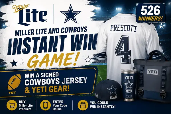 Miller Lite and Cowboys Instant Win Game – Win a Signed Cowboys Jersey & Yeti Gear [526 Winners]
