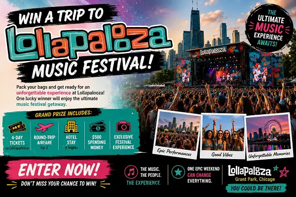 Neutrogena Chicago Festival Sweepstakes: Win a Trip to Lollapalooza 2026