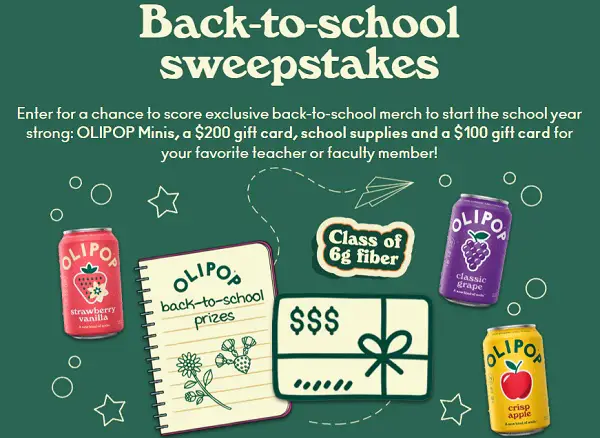 OLIPOP Back to School Giveaway: Win a $586 Prize Package [100 Winners]