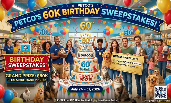 Petco's $60K Birthday Sweepstakes: Win Up to $60,000 Cash! (3 Winners)