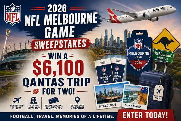 2026 NFL Melbourne Game Sweepstakes: Win a $6,100 Qantas Trip for Two! (5 Winners)