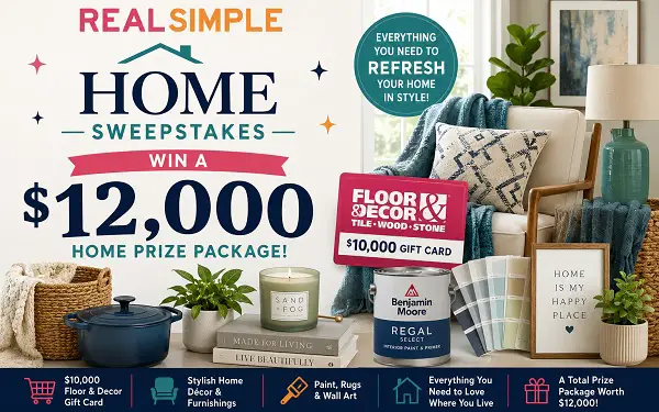 Real Simple Home Sweepstakes: Win a $12,000 Home Prize Package