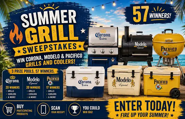 Summer Grill Sweepstakes – Win Corona, Modelo & Pacifico Grills and Coolers [57 Winners]