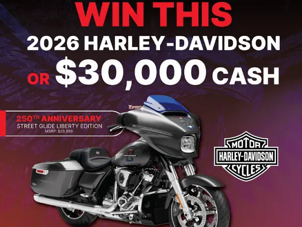 Theisen's Harley-Davidson Sweepstakes 2026 – Win a Harley Street Glide or $30,000 Cash