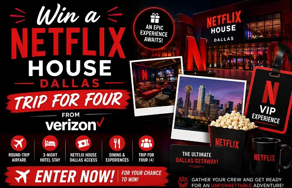 Flyaway to Netflix House Dallas Sweepstakes: Win an $8,770 Dallas Trip for Four