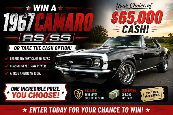 1967 Camaro RS/SS Car Giveaway – Win a Classic Camaro or $65,000 Cash