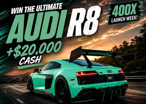 Win a 2021 Audi R8 Plus $20,000 Cash or Choose $100,000 Cash in the SSG59 Sweepstakes!