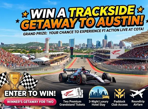 Win a Trackside Getaway to Austin with a $3,500 Gift Card!