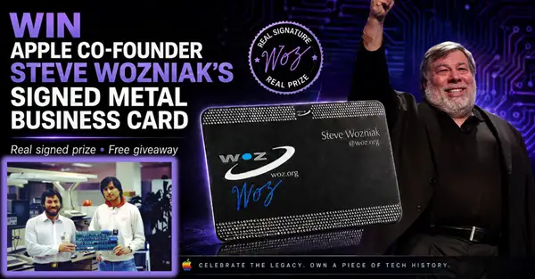 Win Apple Co-Founder Steve Wozniak’s Signed Metal Business Card Giveaway