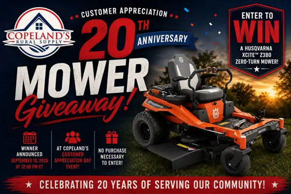 Win Copeland's Customer Appreciation 20th Anniversary Mower Giveaway