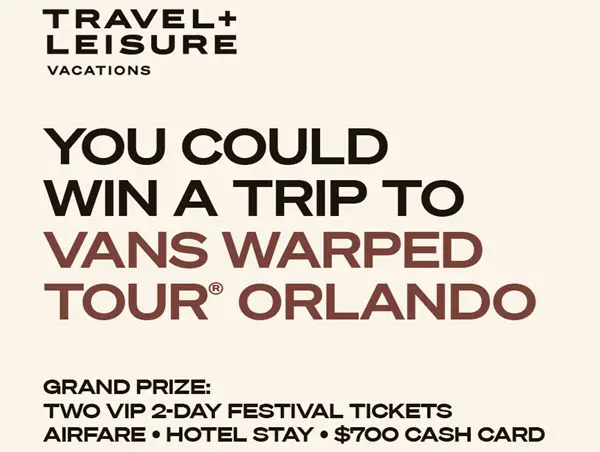 Win The Travel + Leisure Vacations Orlando Festival Flyaway Sweepstakes