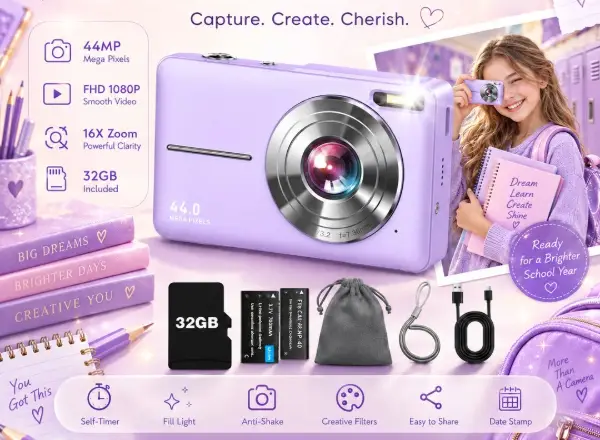 Win A Purple 44MP FHD Digital Camera + 32GB Card Giveaway