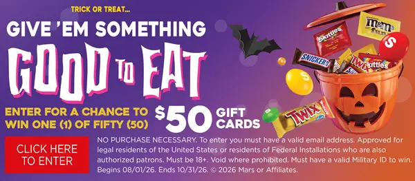 Win The Mars Snacking® Military Halloween Sweepstakes