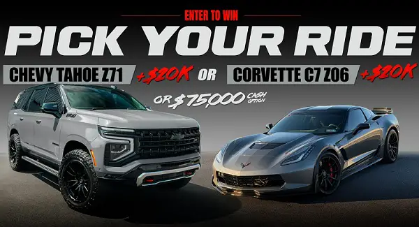 717 Supply Sweepstakes: Win a Corvette Z06 or Chevy Tahoe Z71 Plus $20,000 Cash