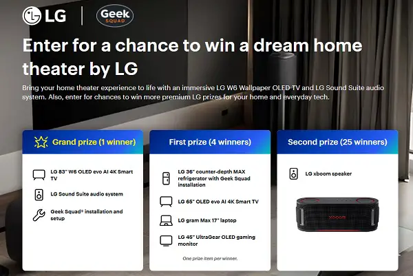 Best Buy LG Home Theater Sweepstakes: Win a $15,507 LG Dream Setup and More!