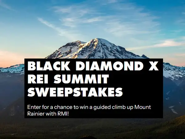 Black Diamond X REI X RMI Sweepstakes – Win a $10,871 Mount Rainier Climbing Adventure! (4 Winners)