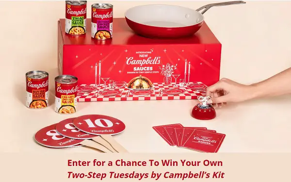 Campbell’s Two-Step Tuesdays Sweepstakes – Win a $50 Kitchen & Sauce Prize Pack [185 Winners]