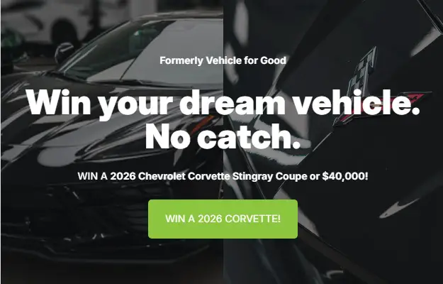 2026 Corvette or $40,000 Sweepstakes: Win a Corvette 1LT or Cash